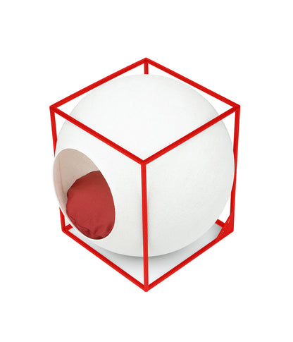 The Cube Cat Cave Ivory/Red