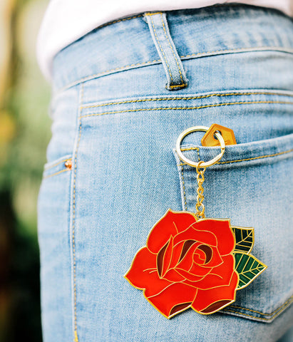 Porte-clés surdimensionné à roses