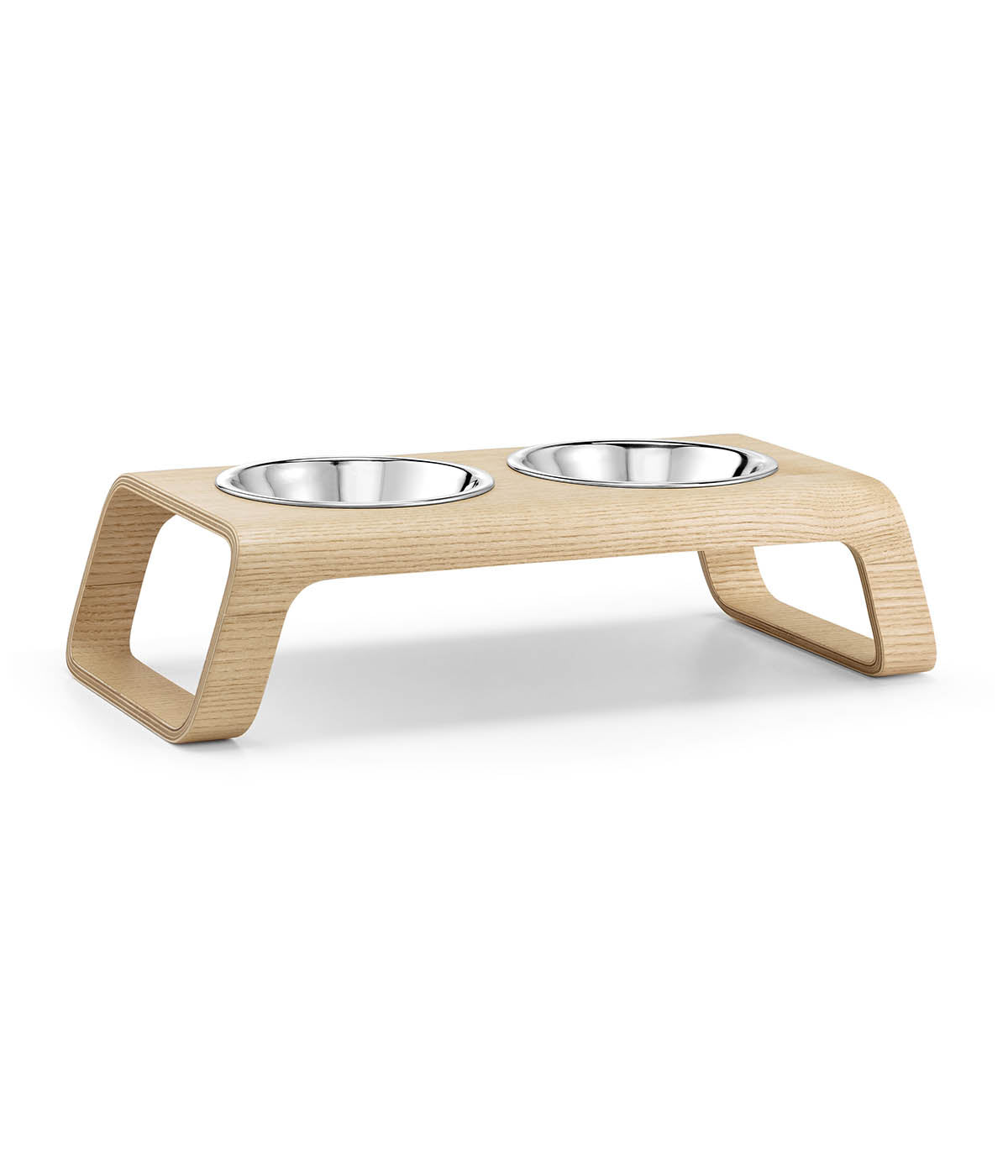 MiaCara Desco Cat Feeder Wood with Stainless Steel Bowls