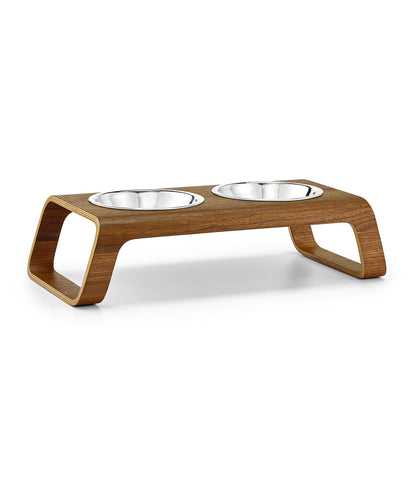 MiaCara Desco Cat Feeder Wood with Stainless Steel Bowls