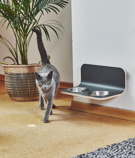 MiaCara Arco Cat Feeder with Stainless Steel Bowls