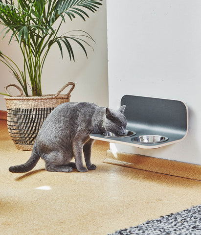 MiaCara Arco Cat Feeder with Stainless Steel Bowls