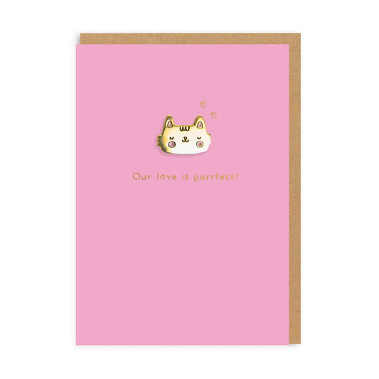 Valentines Cat Pin & Grußkarte
