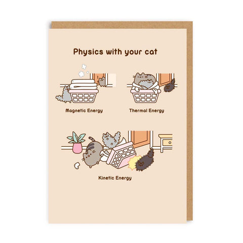 Physique avec votre chat Pusheen Carte de vœux