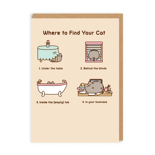Where To Find Your Cat Pusheen Grußkarte