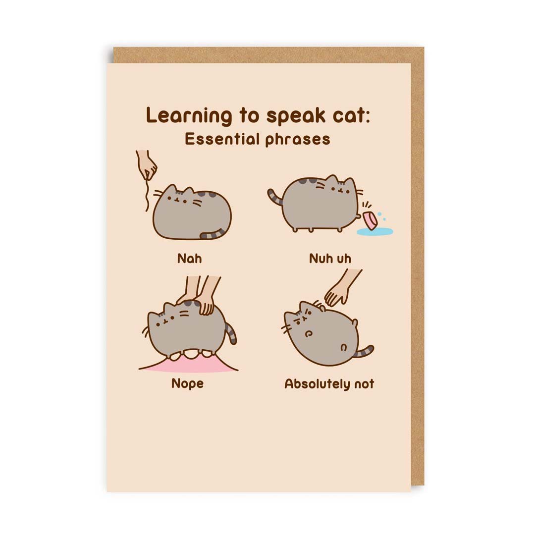 Learning To Speak Cat: Essential Phrases Pusheen Grußkarte