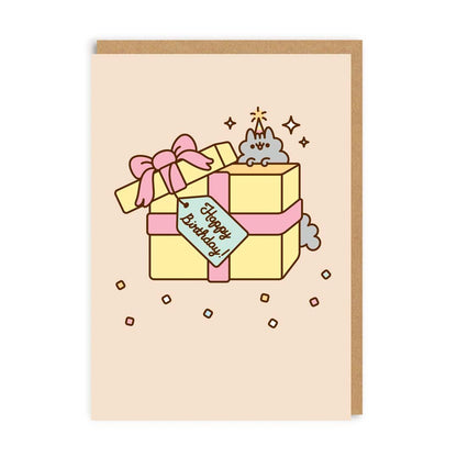 Happy Birthday Present With Tag Pusheen Grußkarte