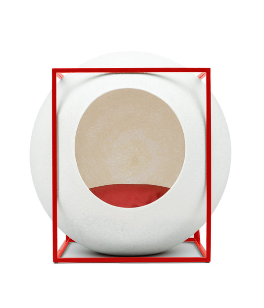 The Cube Cat Cave Ivory/Red