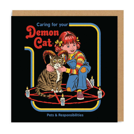 Caring For Your Demon Cat Greeting Card
